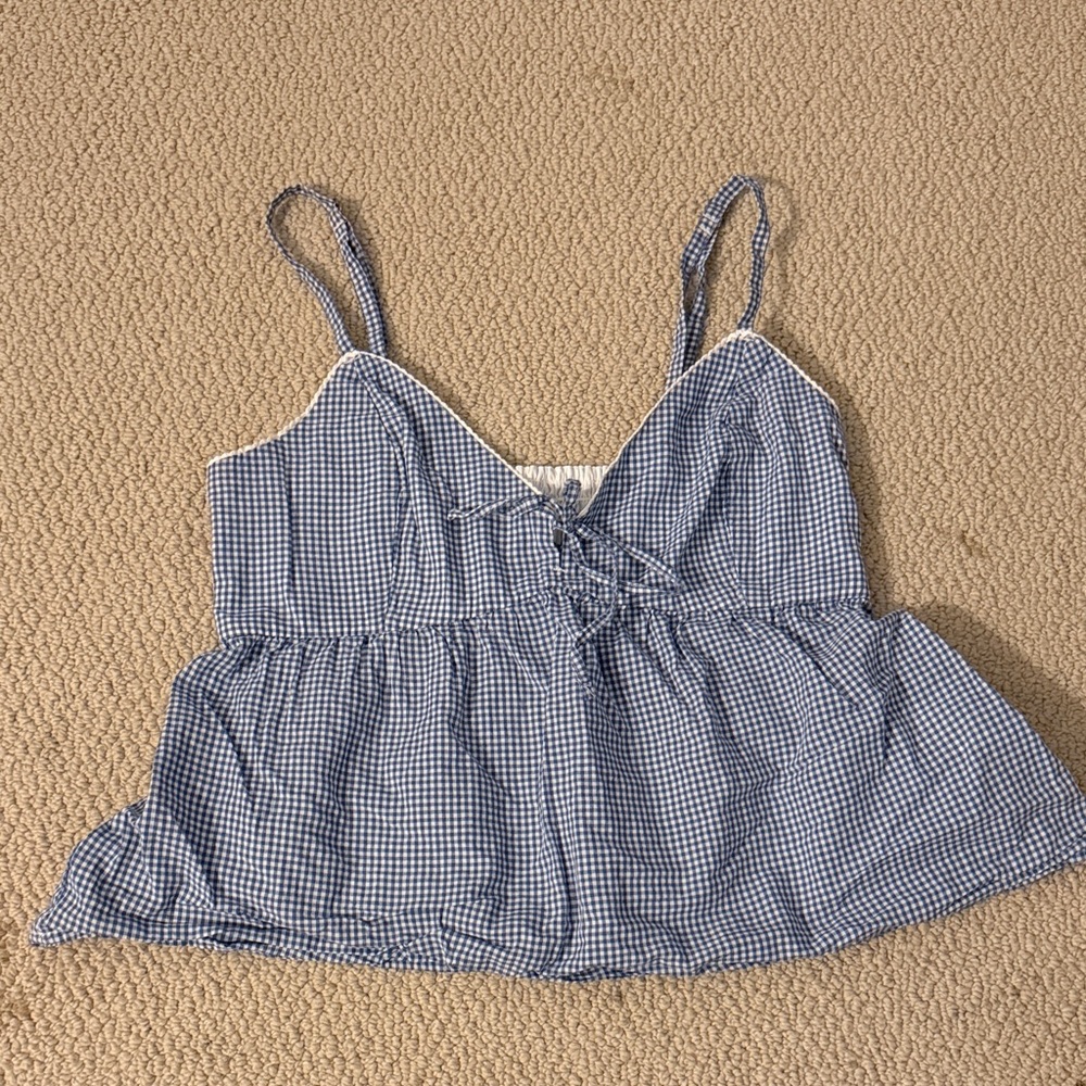 Hollister Plaid Cropped Babybell Top